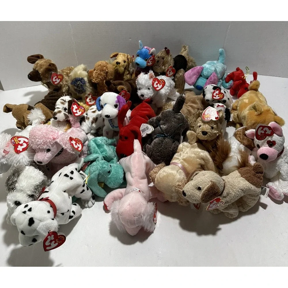 TY Beanie Babies Lot Of 30 Bones Puppy Dog Lot Doggies Pug Basset hound W Tag‎
